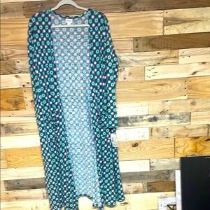 LuLaRoe size Medium Black with Multicolor Dots Patterned Lightweight Cardigan